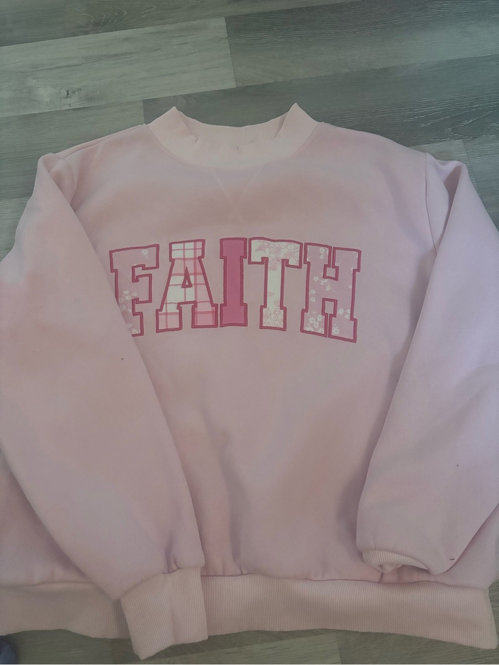 Pink "FAITH" Crewneck Sweatshirt - small mark as pictured